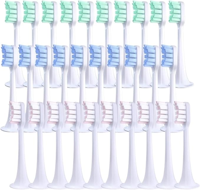 Brush HeadsCompatibility for Xiaomi Mijia T300/T500 10Pcs Replacement Electric Toothbrush Nozzles Clean Protect Soft Dupont Bristle(10pcsBlue-D)