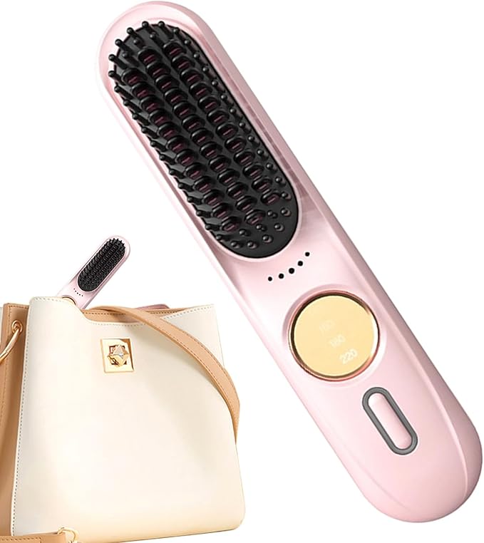 Cordless Hair Straightener 9-Level Portable Brush 35w Straightening Brush with Fast Heating Lightweight Hair Straightener with Quick Heat Design Home Salon Tool for Travel and Commuting