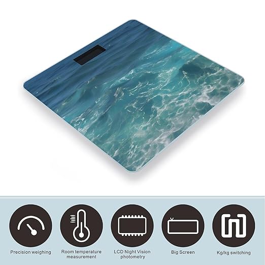 The Deep Blue Sea Weight Scale Digital Electronic Scales Bathroom Scale Larg LCD Backlight Display High Precision MeasurementsTempered Glass