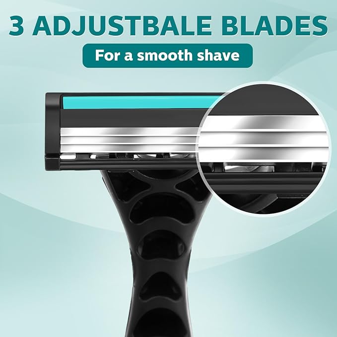 200 Pcs Men's Disposable Razors Bulk 3 Blade Men Razors for Head Sensitive Skin Comfortable Shave