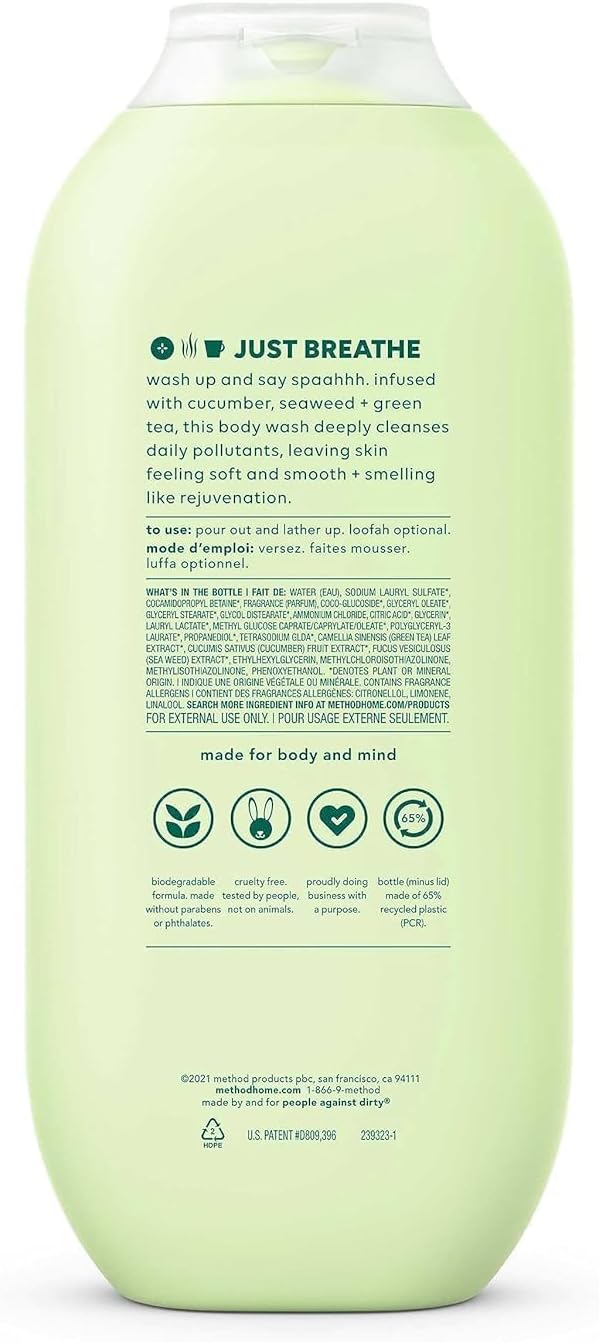 Method Body Wash Daily Zen Paraben and Phthalate Free 18 oz (Pack of 6)