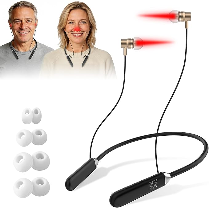 Upgraded 2-in-1 Red Light Therapy Device for Ears &amp Nose Dual-Wavelength 660nm Red Light &amp 810nm Near-Infrared Light Timer Function Neck-Wearable Design for Ear Comfort &amp Daily Wellness