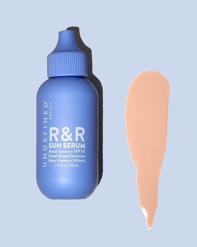 Undefined R&ampR Sun Serum SPF 50 PA++++ Mineral Sunscreen with Niacinamide Water Resistant Broad Spectrum Protection &amp Blue Light Defense (Light Tint)