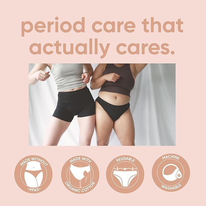 oi Organic Cotton Period Underwear | Bikini Style | Absorbs 3 Tampons | Full Gusset Leak Protection | No PFAS | 3 Pack