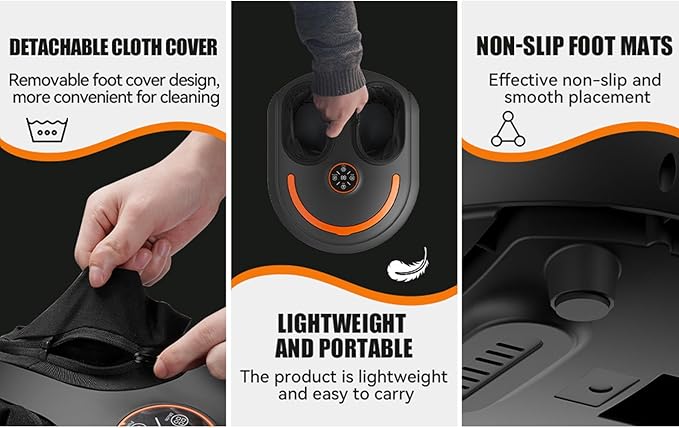 Foot Massager with Heating FunctionIt relieves Tired Muscles and Plantar Pain via deep-kneading Therapy and is Equipped with Multiple Massage Modes and Intensity Settings. (Black)