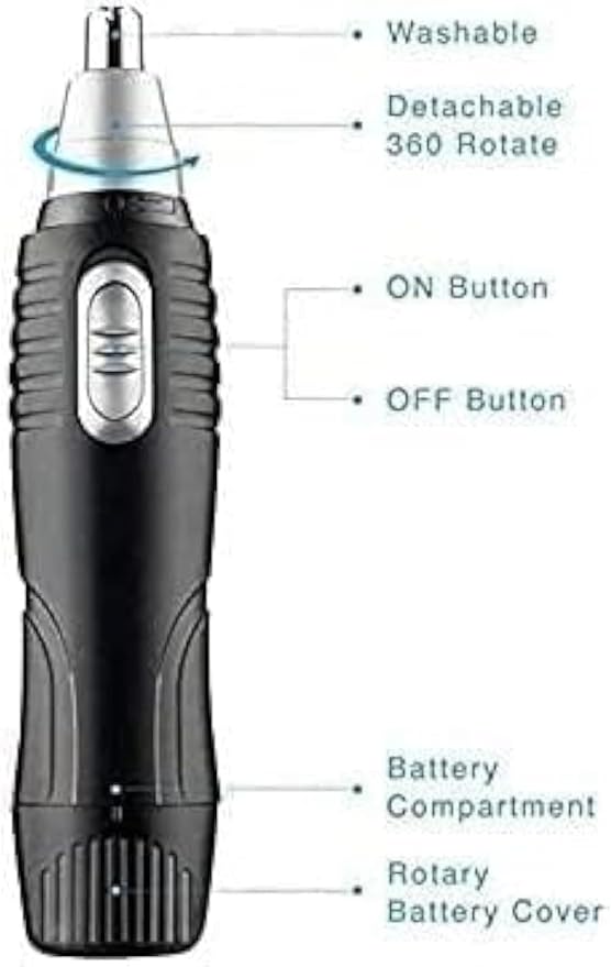 Ear and Nose Hair Trimmer Clipper 2-in-1 Portable Painless Eyebrow &amp Hair Trimmer for Men and Women Battery-Operated Easy to Clean Safe &amp Convenient