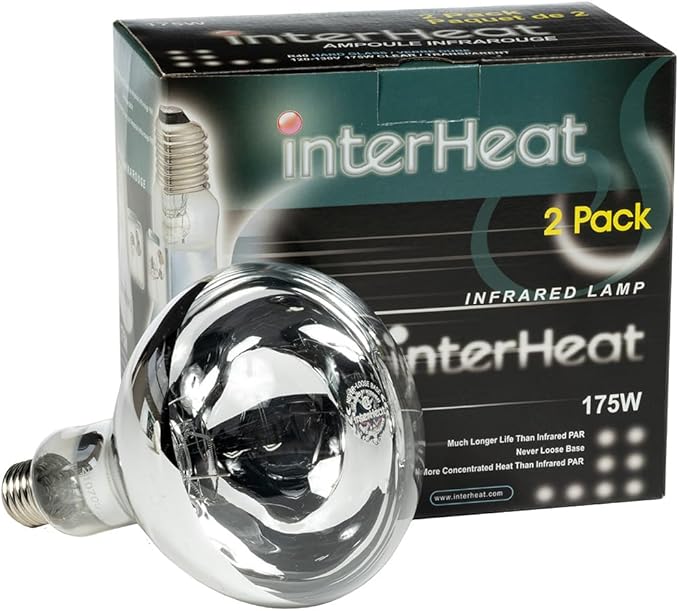 Premier 1 Heat Lamp Bulbs | Smooth Glass Infrared Bulb with Never-Loose Base Clear 2 Pack (175 watt)
