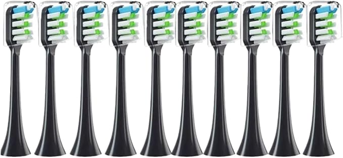 10pcs Replacement Brush HeadsCompatible for SOOCAS X3 X5 V1 X3U Soft Bristle Electric Toothbrush(10pcs Black)