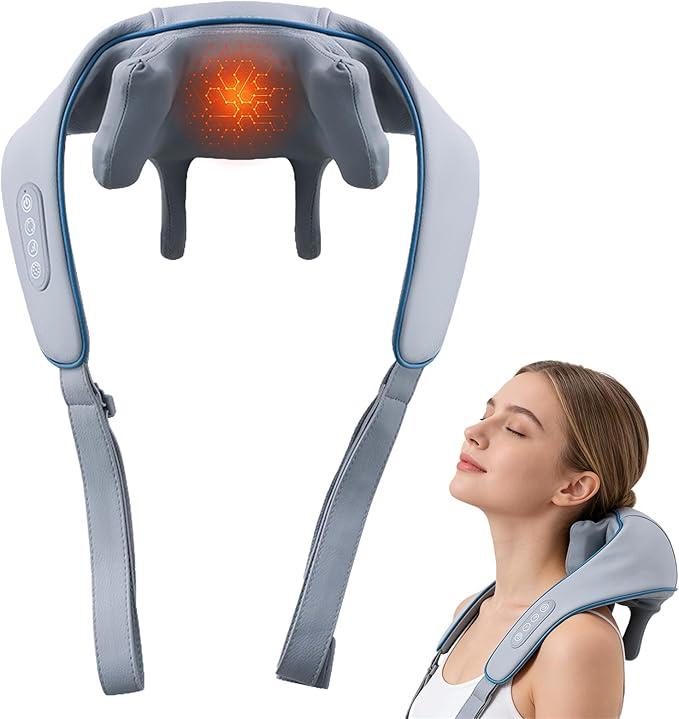 Neck Massager with Heat Therapexa Neck Massager &amp Shoulder6D Deep Kneading Shiatsu Massager for BackShoulder &amp Leg Pain Relief(Grey)