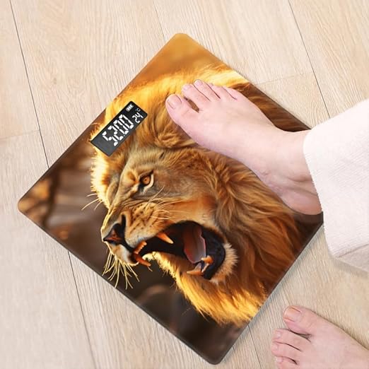 Digital Scale for Body Weight Highly Precision Bathroom Weight Scale 400 lbs with Backlit Display Personalized Scale for Home-Majestic Lion Roaring in The Savannah