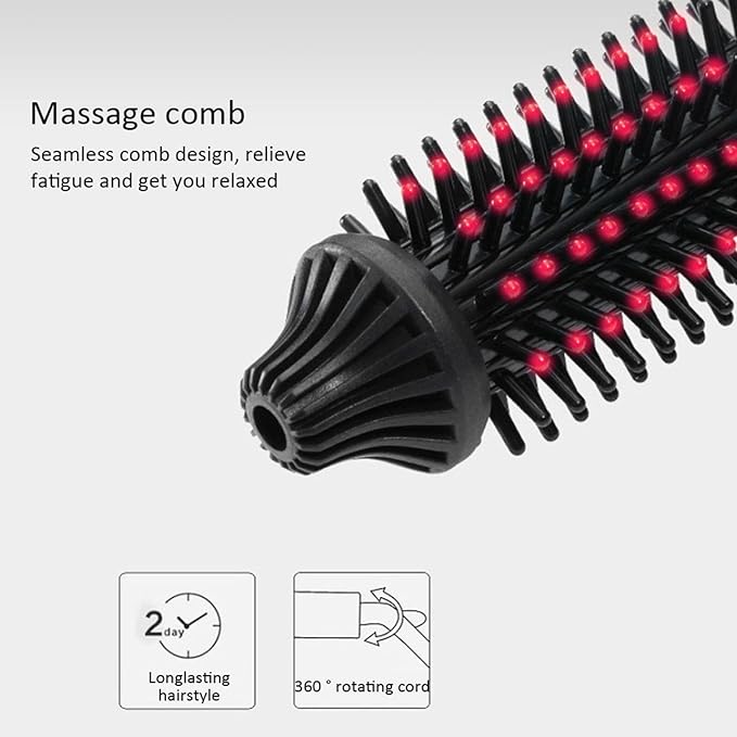 Milltrip Electric Hair Curler Comb Brush - Portable Folding Hair Curler Tool with &amp Tourmaline Ceramic 360° Rotating Cord Anti Scald Design for Safe Styling 100-240V (Wine Red) (US Plug)