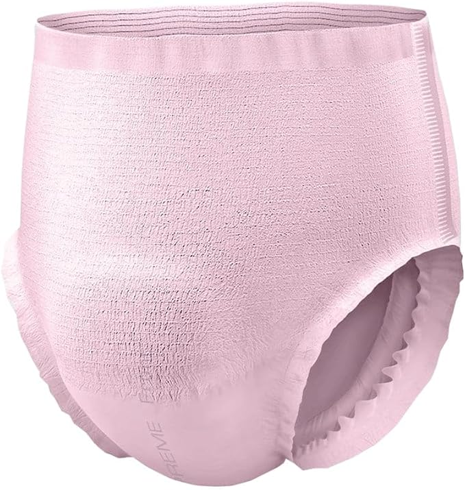 NorthShore GoSupreme Overnight Pull-On Underwear 8-Hour Leak Protection X-Large 14-Count Bag Pink (44-56 in Waist) Unisex Adult Diapers