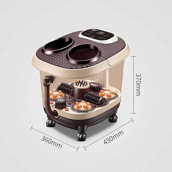 Foot Spa/Bath Massager with Heat Bubbles Function 2 Massaging Rollers and 4 Motorized Massage Balls Pedicure for Tired Feet Stress Relief Help Sleep Home Use