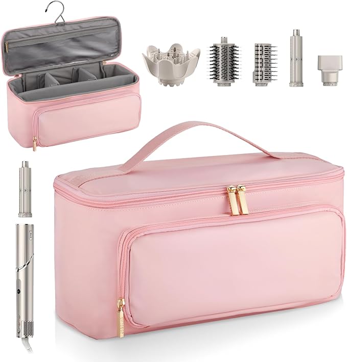 CHICECO Hair Tool Travel Bag for Shark FlexStyle Airwrap Hair Dryer and Styling Accessories Tools Storage Bag Waterproof Travel Carrying Case Hair Tool Organizer Gift for Women (Pink)