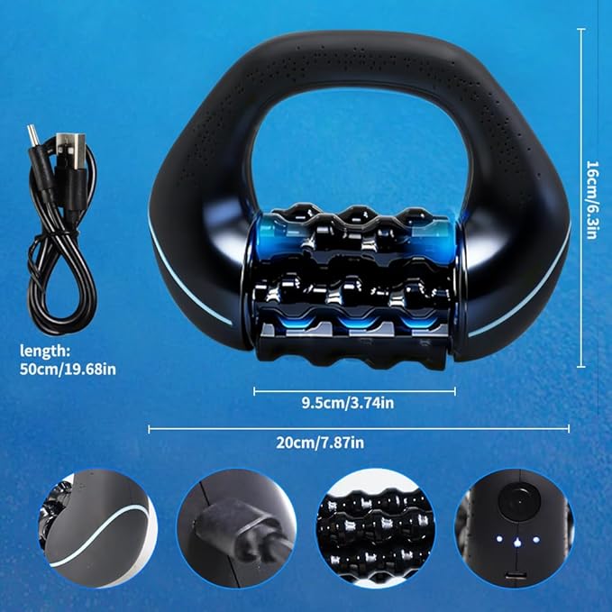 Mini Percussive &amp Rolling Massager - 3-Speed Electric Deep Tissue Muscle Roller for Full Body Pain Relief Portable Handheld Massage for Legs Back Shoulders &amp Glutes with 4H Battery