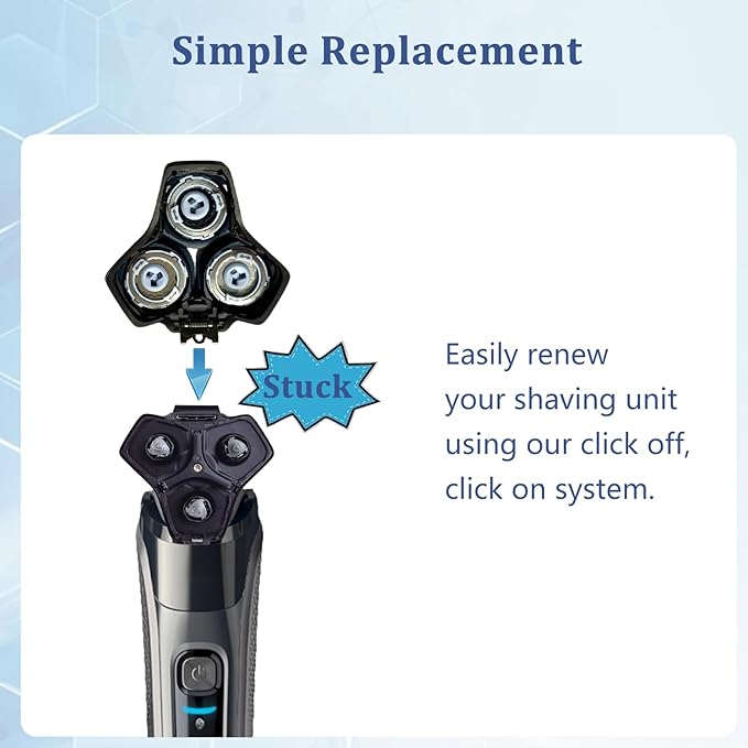 SH71 Replacement Rotary Head Compatible with Philips Norelco Shaver Series 7000 and Series S5500 Metal Wheel Buckle and Upgrade 15 Precision Blades (Black)