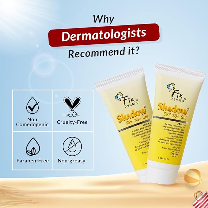 Shadow Sunscreen SPF 30+ Gel Sunscreen For Oily Skin Sun Screen Protector SPF 30 For Body &amp Face Broad Spectrum For UVA &amp UVB Protection Non Greasy &amp Water Resistant For Unisex 40g