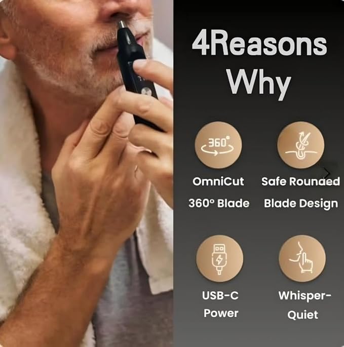 Vauxhaller-Unisex Multi-Functional Nose Hair Ear Hair and Eyebrow Trimmer Rechargeable Portable