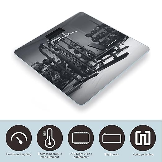 Gym Equipment Weight ScaleClear LED Display Bathroom Digital Weighing ScaleTempered Glass Digital Bathroom Scale for Body Weight Capacity Up to 400 Lbs