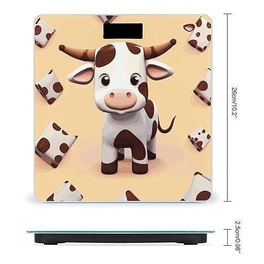 Cute Cow Bathroom ScaleHighly Accurate Digital Weighing Machine for People Bright LED Display Weight Scale for The Aldult Home Use
