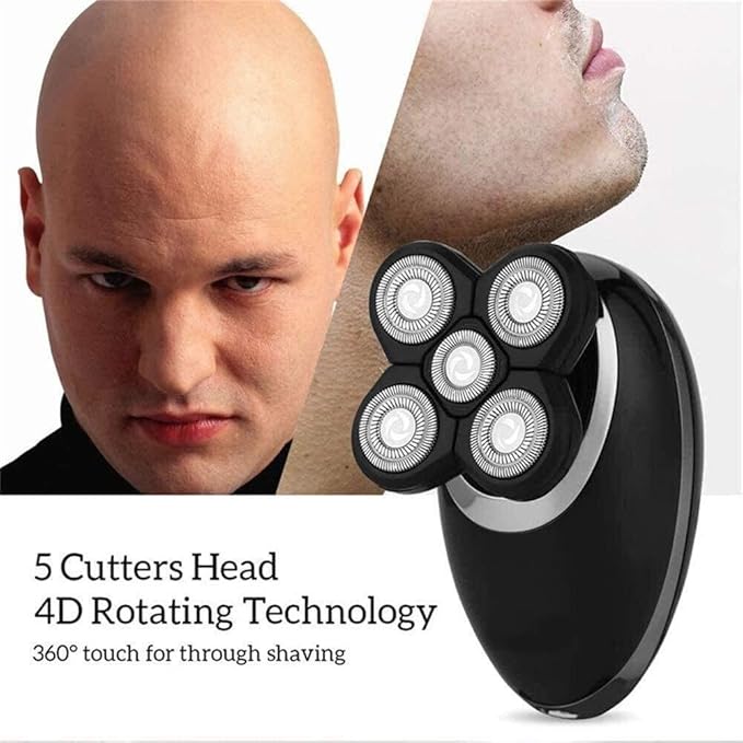 Electric Razor for MenWet and Dry Rechargeable Mens Rotary Shaver Three in One Electric Shaver Beard Hair Clipper Nose Hair Trimmer Cutting Head 5D Floating Wireless Rechar