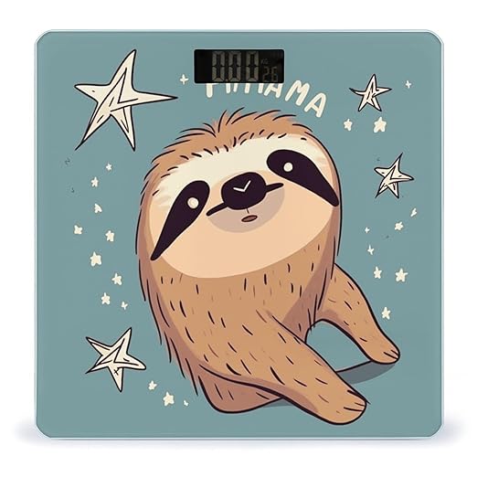 Funny Sloth Stars Weight Scale Digital Electronic Scales Bathroom Scale Larg LCD Backlight Display High Precisio MeasurementsTempered Glass