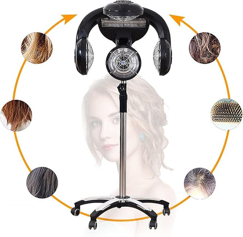 1200W Stand Hair Dryer Hood Orbiting Infrared Hair Dryer Orbiting Hair Color Processor &amp Multi-Function Dryer AcceleratorTemperature &amp Height Adjustable Standing with Rolling Base