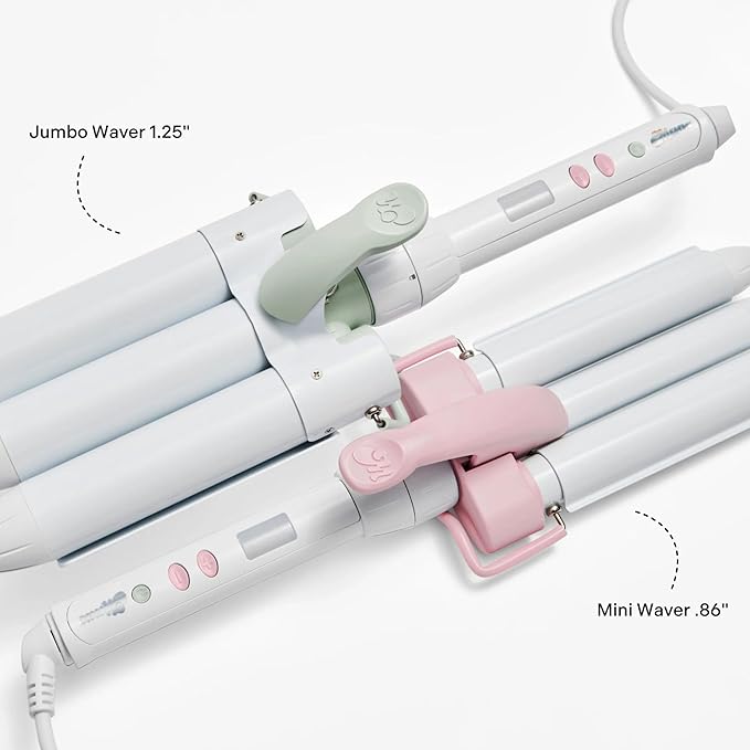 Mane 0.86 Triple Ripple Mini Waver &amp Power Base Hair Tool Bundle - Mini 3 Barrel Hair Waver for Natural-Looking Waves Frizz-Free Volume &amp Beachy Texture - Includes Power Bottom Base (1 Count