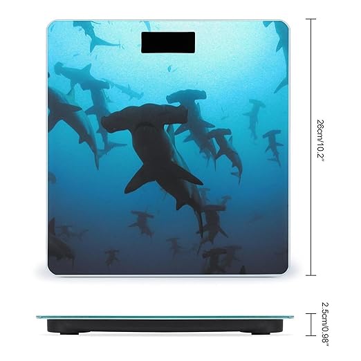 Hammerhead Sharks Scale for Body Weight Anti-Slip Sturdy Tempered Glass Weighing Machine Highly Digital Accurate Bright LCD Bathroom Scale for Household Gift