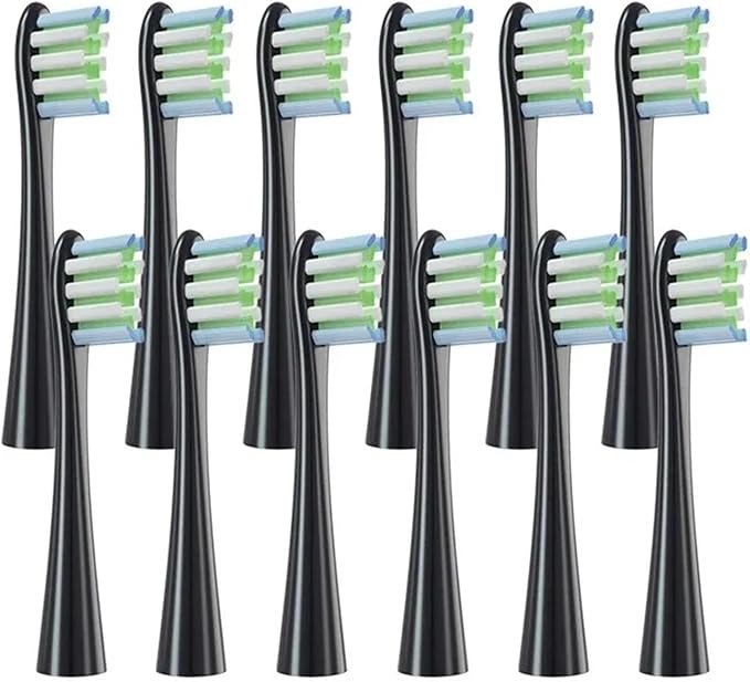 12PCS Replacement Brush HeadsCompatible for Oclean X PRO/ Z1/ F1/ One/Air 2 /SE(12pcs Black)