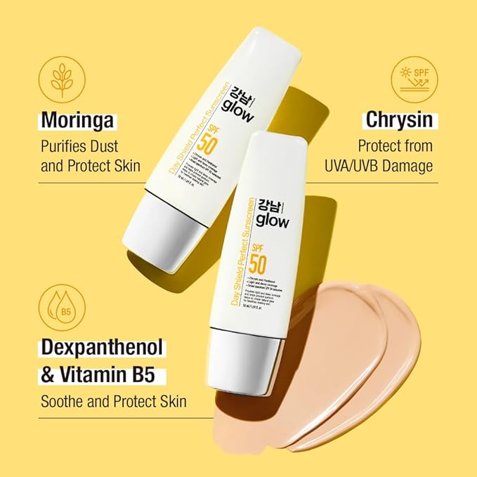 Day Shield Perfect Sunscreen SPF 50 1.7fl oz + Collagen Peptide Repair Cream 3.38 fl oz Tinted Sunscreen Face Moisturizer with Collagen Peptides and Niacinamide Korean skincare