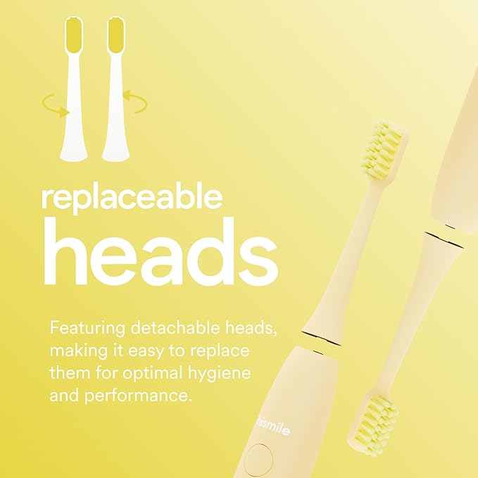 HISMILE Electric Toothbrush 3 Brushing Modes Smart Timer Rechargeable Electric Tooth Brush for Adults and Children Soft-Tapered Bristles Mode Memory (Yellow)