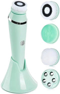 GlowSweep 4-in-1 Facial Cleansing Device Electric Face Brush with Multiple Attachments (Green)