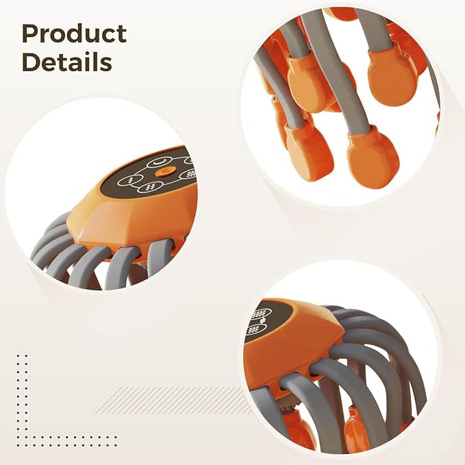 Electric Head Massager 20 Nodes Scalp Tool with Wireless Control 5 Modes 3 Intensities 10 Red Light Hands-Free for Stress Relief Thoughtful Gifts