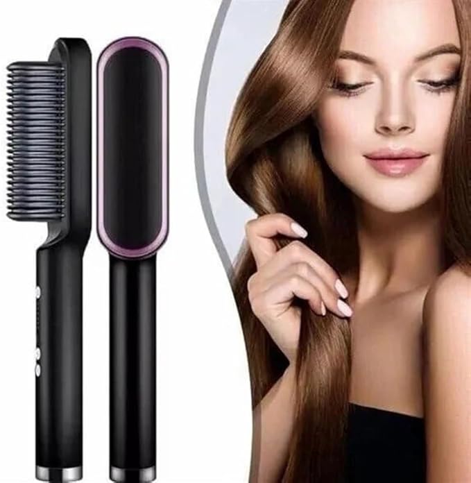 Hair Straightener Brush Hair Straightener Comb Straightening Brush for Women with 5 Temps 30s Fast Heating &amp Dual Voltage (Color : White)