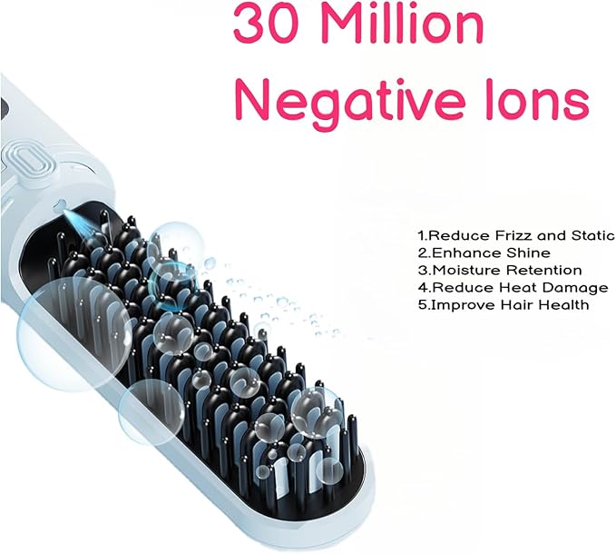Cordless Hair Straightener BrushNegative Ion Electric Hot Comb Straightening for WomenAnti-Scald Portable Styling Brush for Travel &amp CarFast Heating USB Charging Mini Hair Straightening Irons