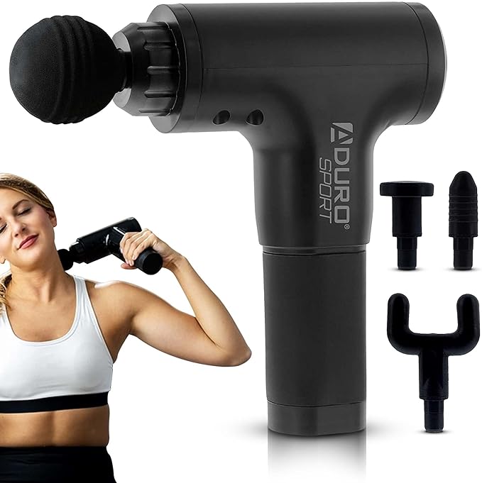 Aduro Percussion Massage Gun Deep Tissue Muscle Massage Gun Handheld Elite Recovery™ Electric Hand Held Therapy Massager Gun Perfect for Athletes Full Body Back Neck Shoulder Pain Relief (Black)