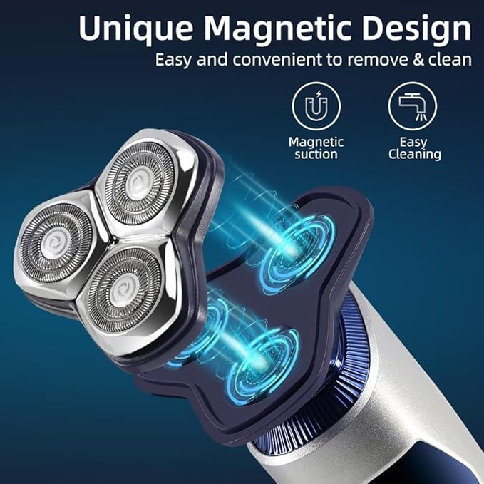 Head Shavers for Bald Men Wet Dry Electric Shaver for Men Beard Rechargeable Facial Electric Razor 3D Floating Shaving Machine IPX7 Waterproof