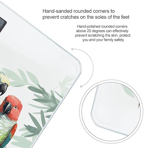 Digital Bathroom Scale for Body Weight Scale with Bright LCD Display High Accuracy Step-On Technology Auto On/Off Colorful Parrots On Tree Digital Scales 400 Lbs /180kg