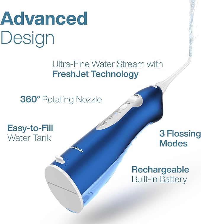AquaSonic Water Flosser - Cordless Rechargeable Water Flossers for Teeth Cleaning - Waterproof Aqua Flosser Portable Oral Irrigator for Dental Cleaning with 5 Jet Tips – Braces Home Travel