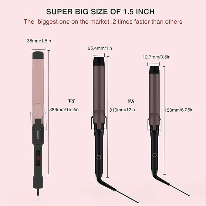 MegaWise Pro 1 1/4 inch Ceramic Barrel Hair Curling Iron 60s PTC Fast Heating Tech Anti-Scald Insulated Grip &ampTip Auto Shut Off and 360° Swivel Cord 2 Clips and Heat-Resistant Glove Included