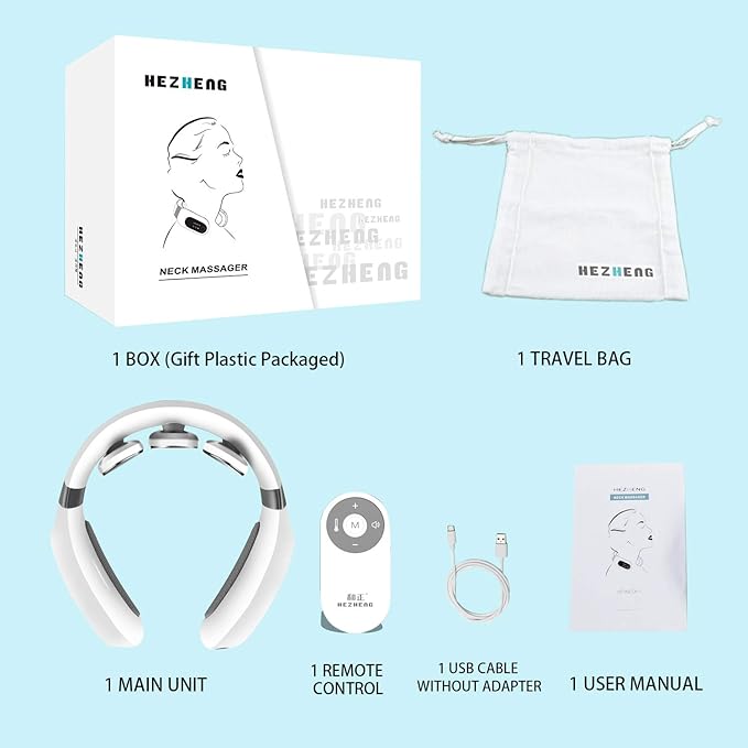 Neck Massager with Adjustable Heat Electric Massager 3 Massage Pads with Remote Control for Neck Pain Relief-Neck Stiff Circulation Device Alleviate Headache