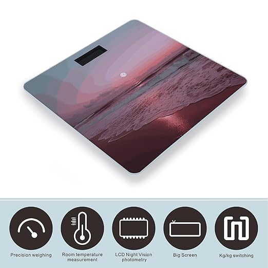 Purple Moon Scale for Body Weight Anti-Slip Digital Bathroom Scale Sturdy Toughened Glass Weighing Scales High Precision Safe Rounded Corners Smart Scales