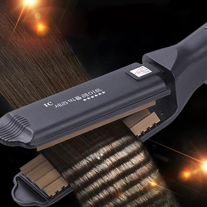 Pro Big Hair Crimper Corrugated Iron Hair Waver Fluffy Hair Straightener Curling Iron Titanium Ceramic Flat Crimping Iron Plate
