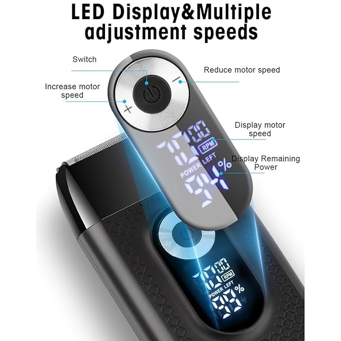 Men's Shaver Professional Rechargeable Electric Shaver LCD Display Portable Cordless Men's Multifunctional Reciprocating Razor Beard Trimmer