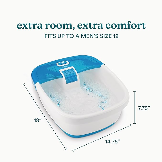 HoMedics Bubble Bliss Deluxe Foot Spa with Heat Massaging Arch 3 Acupressure Attachments Splash Guard Raised Nodes Creates Bubbles Improves Circulation Soothe Tired Muscles