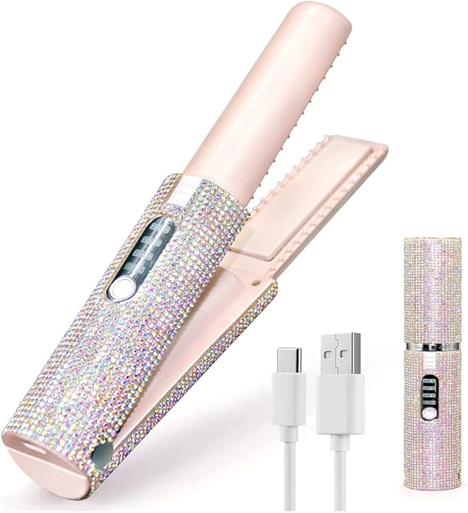 2-in-1 Electric USB Hair Straightening Brush Straightener Brush Straightening Styler Hair Curler