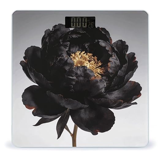 Black Peony Smart Scale for Body Weight Digital Bathroom Scale Toughened Glass Weight Scale with Large LCD Backlight Display High Precision Scales Weighing Machine