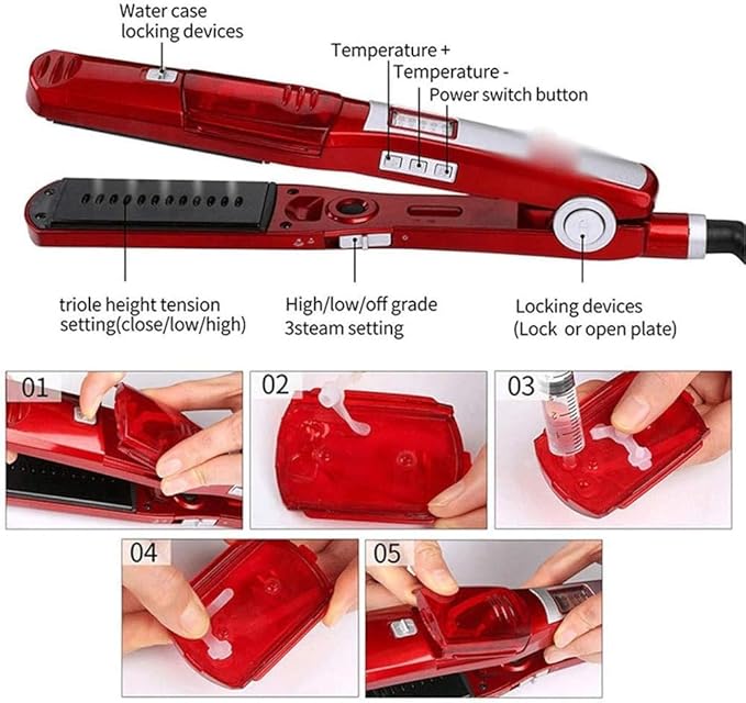 Hair Curling Iron Portable Travel Hair Curler Straightener in Women 2 in 1 Ceramic Curling Iron Flat Iron Hair Strengthening Comb Brush for