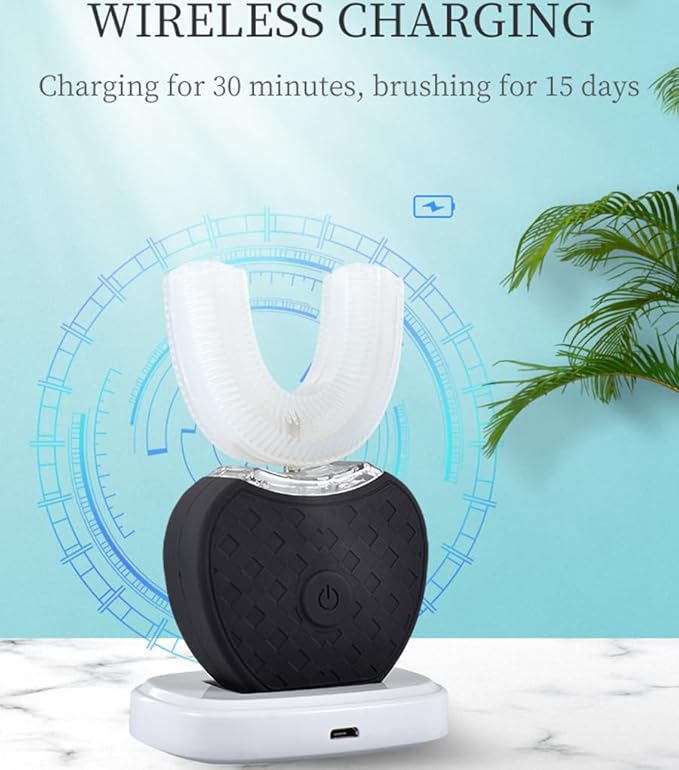 Aimery Automatic Toothbrush U Shaped Toothbrush for Adults 360° - Ultrasonic U-Electric Toothbrushes for Teeth Whitening - Wireless Charging &amp LED Light - Waterproof IPX7